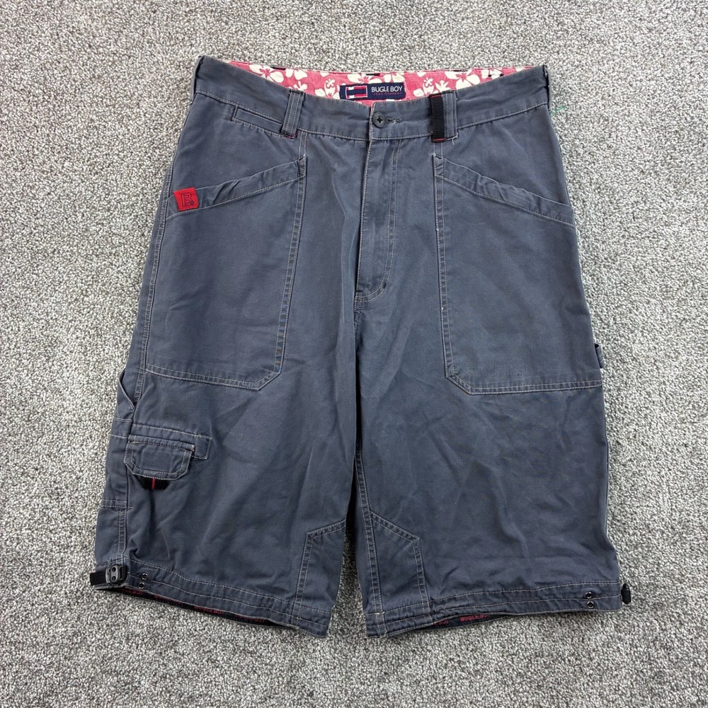Vintage Y2K Bugle Boy Cargo Shorts Mens 32 Gray Baggy Cotton Utility Carpenter
